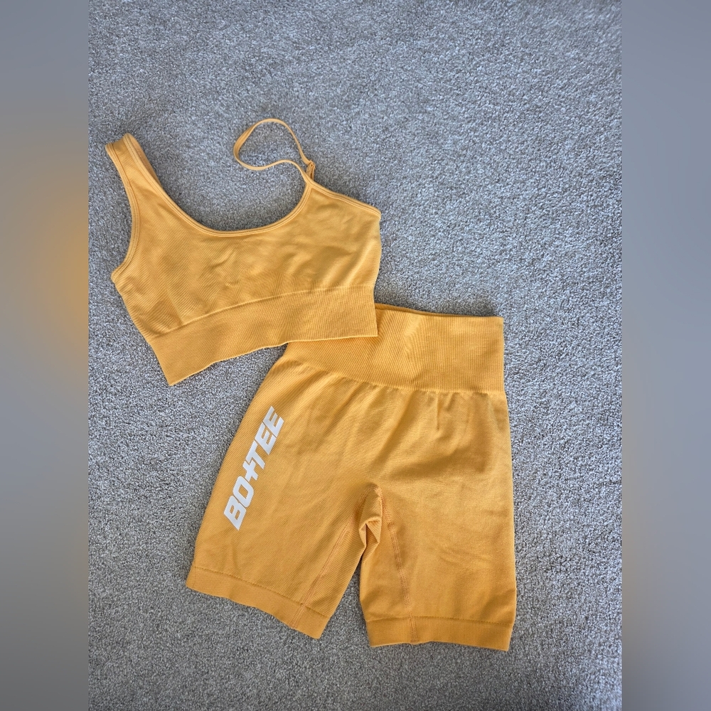 Bo+Tee Women's Athletic Shorts and Top Set - Yellow